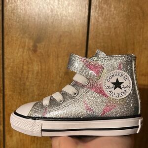 Converse Silver Glitter High-Tops Size 5c